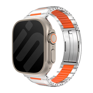 Apple Watch Ultra Steel Hybrid Strap (Titanium/Orange)