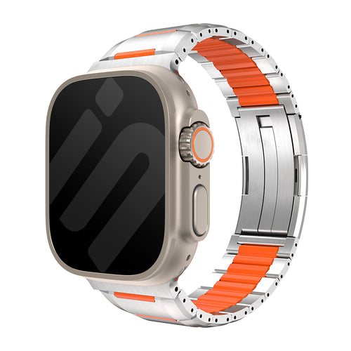 Apple Watch Ultra Steel Hybrid Strap (Titanium/Orange)