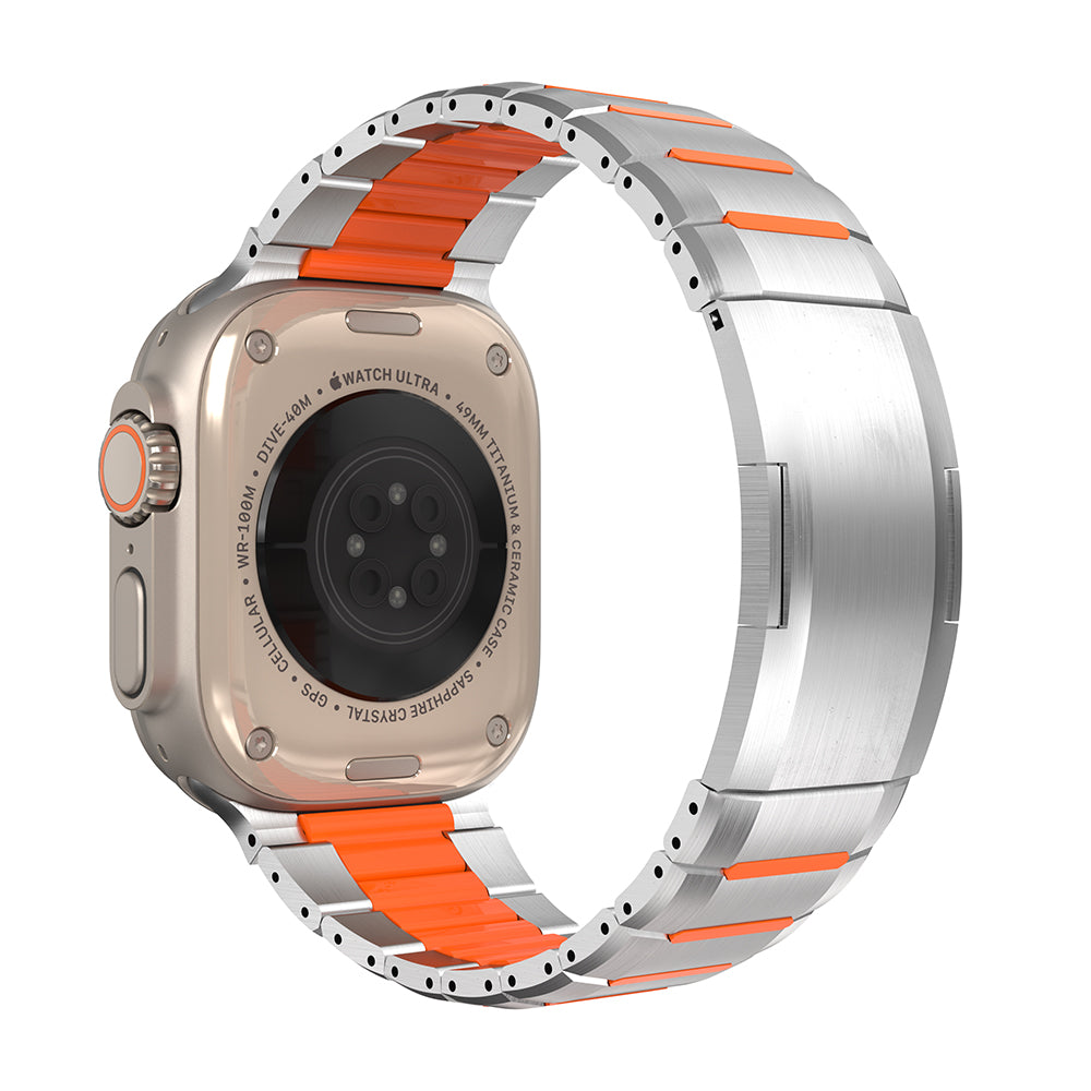 Apple Watch Ultra Steel Hybrid Strap (Titanium/Orange)