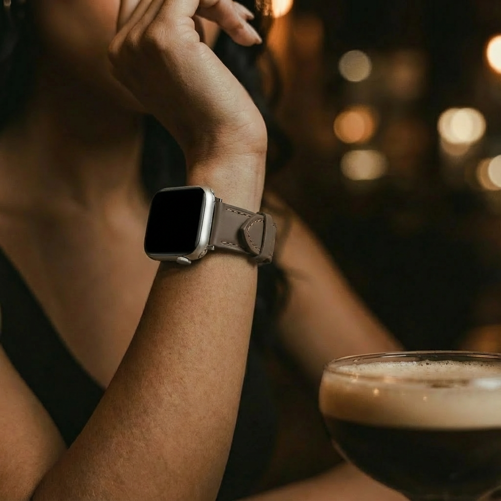 Bracelet cuir 'Slimfit' Apple Watch (café foncé)