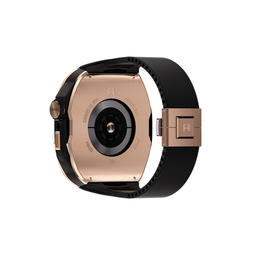 Reqior Apple Watch 45mm Case with Rubber Strap (Rose Gold/Black)