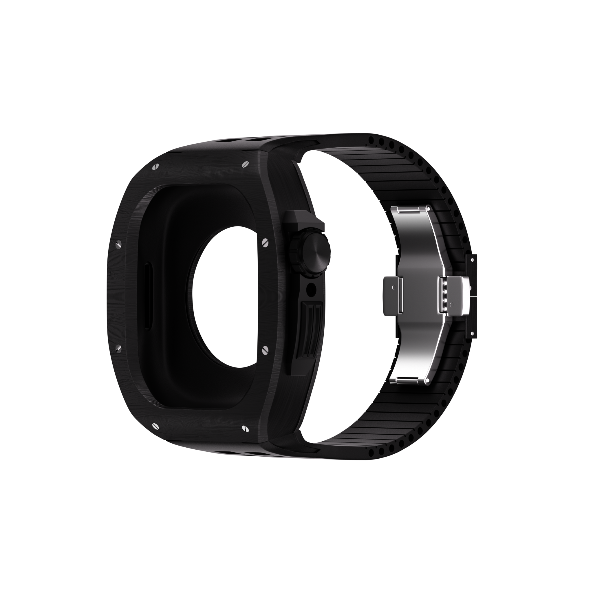 Reqior Boîtier en polymère avec bracelet en caoutchouc Apple Watch 45mm (chabon noir)