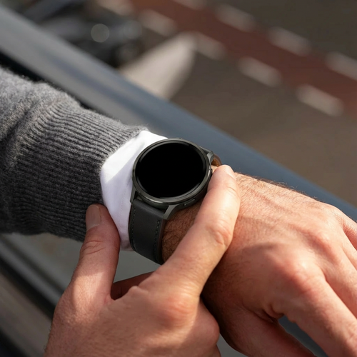 Bandz Bracelet cuir 'Deluxe' Garmin Approach S42 (noir)