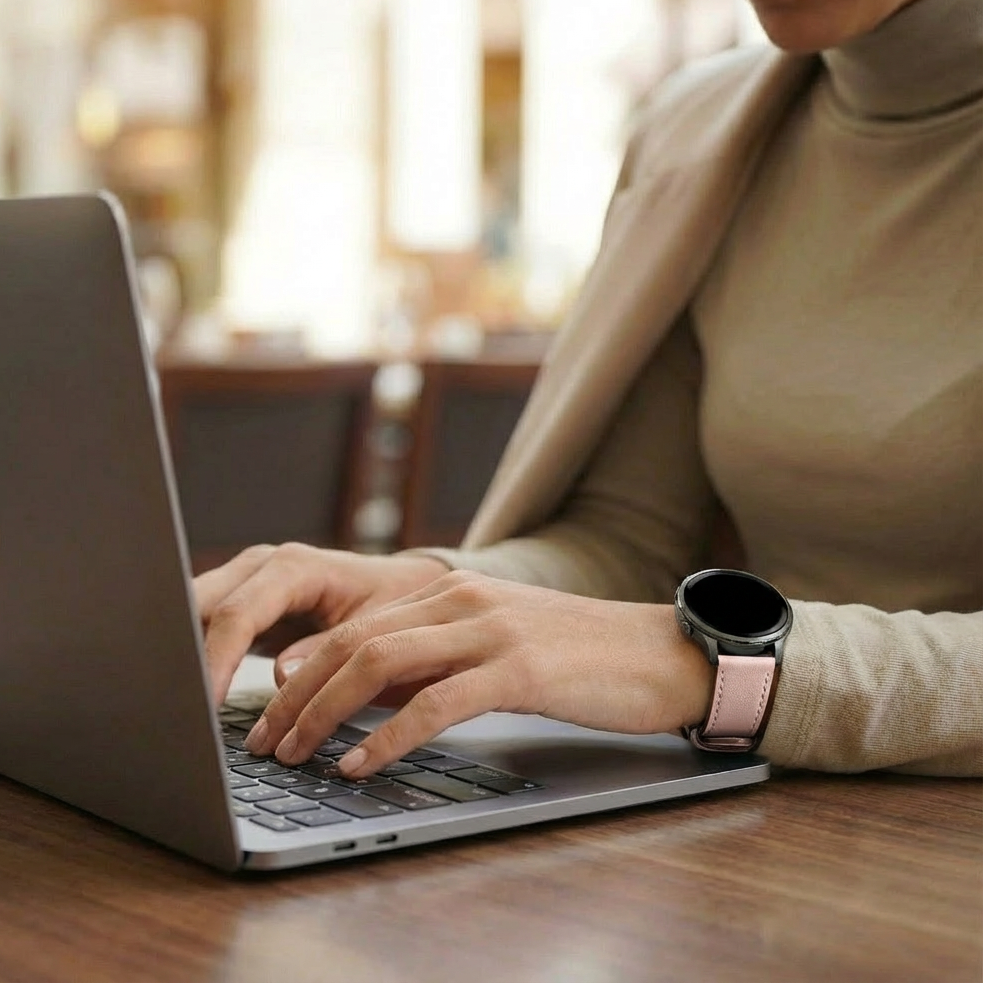 Bandz Bracelet cuir 'Deluxe' Garmin Vivoactive 3 (rose)