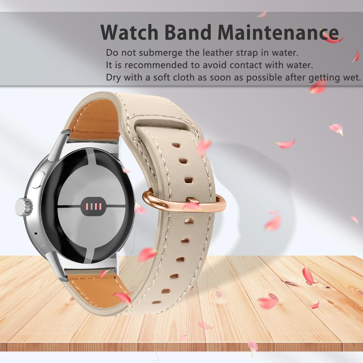 Bracelet cuir à maillons Google Pixel Watch 3 - 41mm (beige)