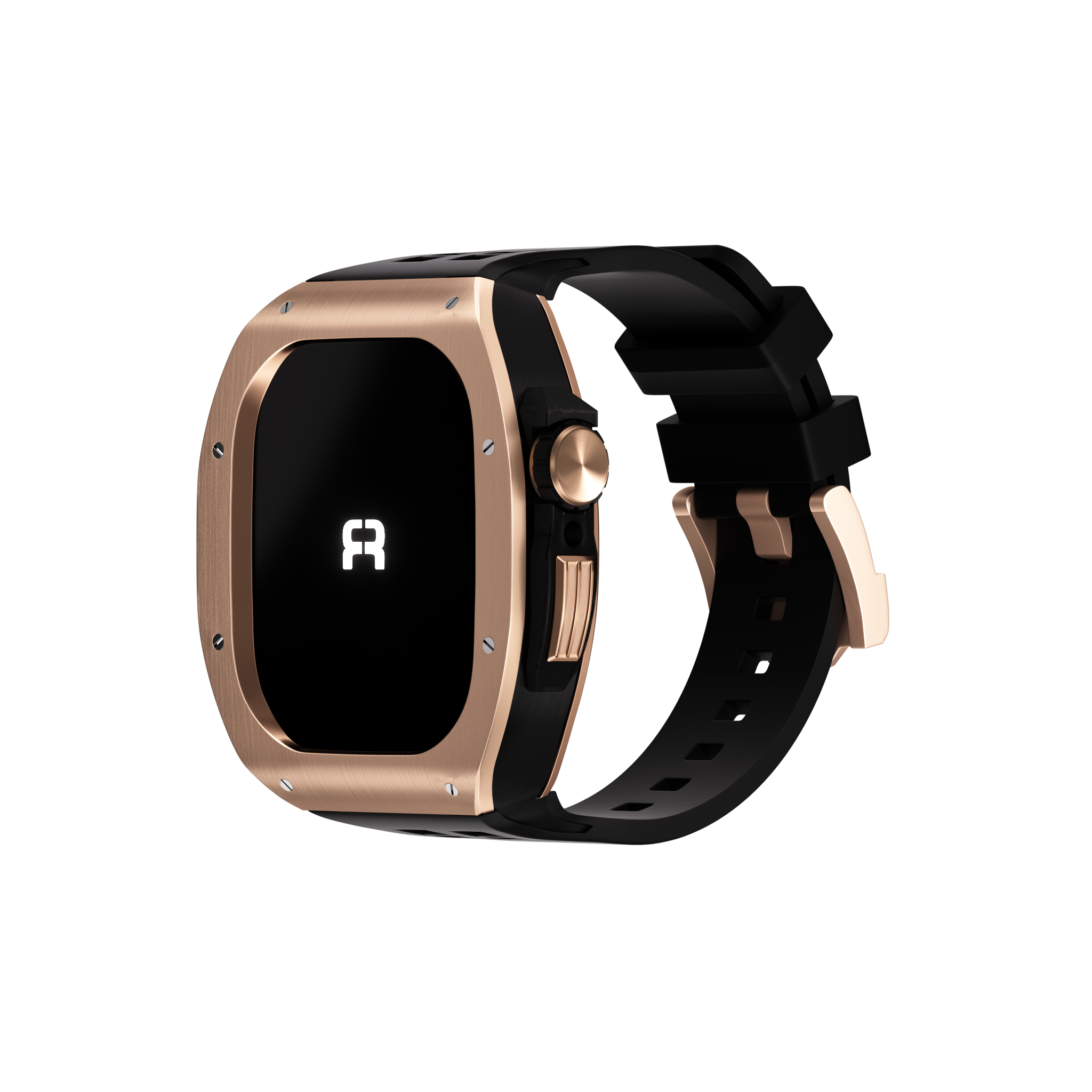 Reqior Boîtier en polymère et acier avec bracelet en caoutchouc Apple Watch 45mm (rose or)