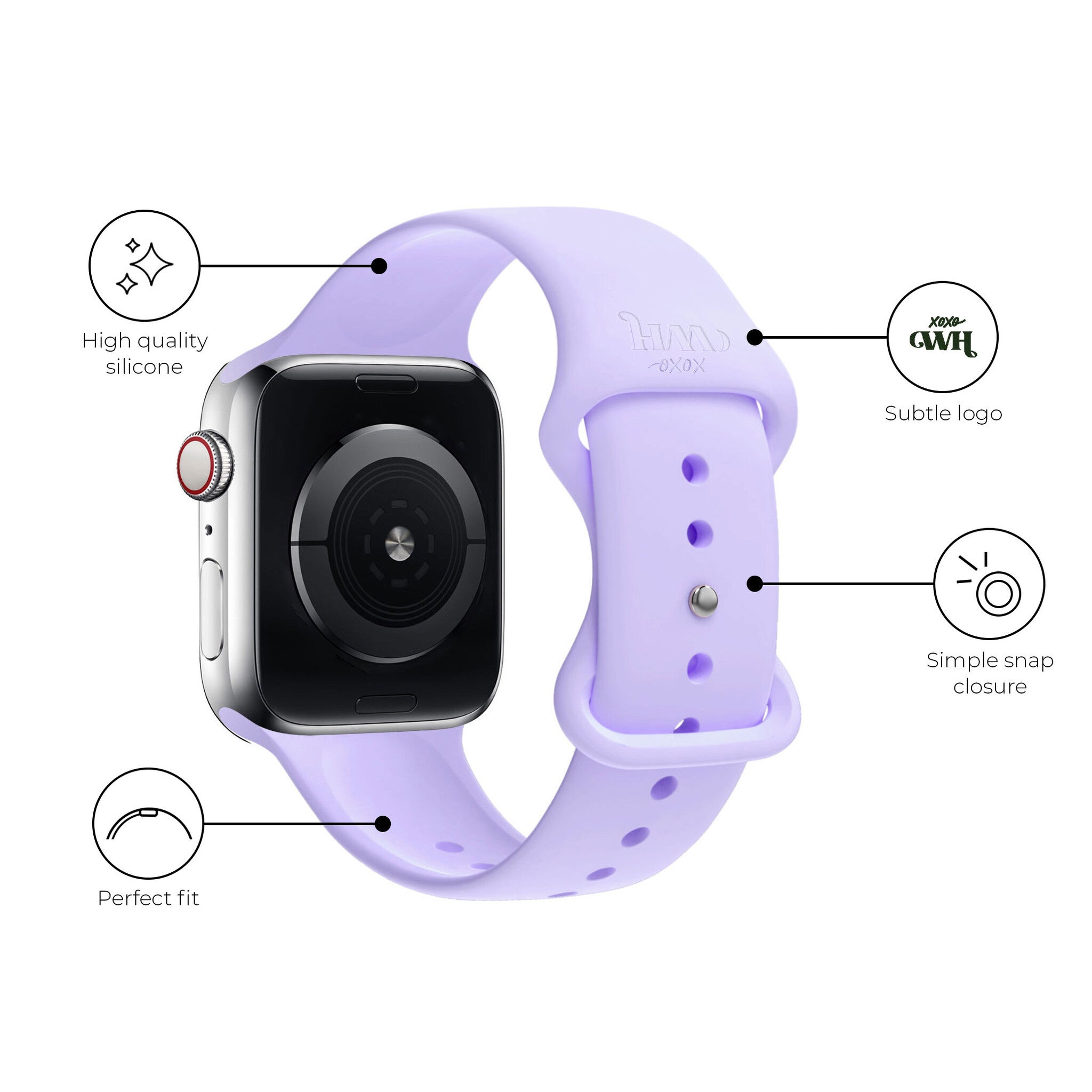 Bracelet silicone xoxo Wildhearts Apple Watch (lilas)