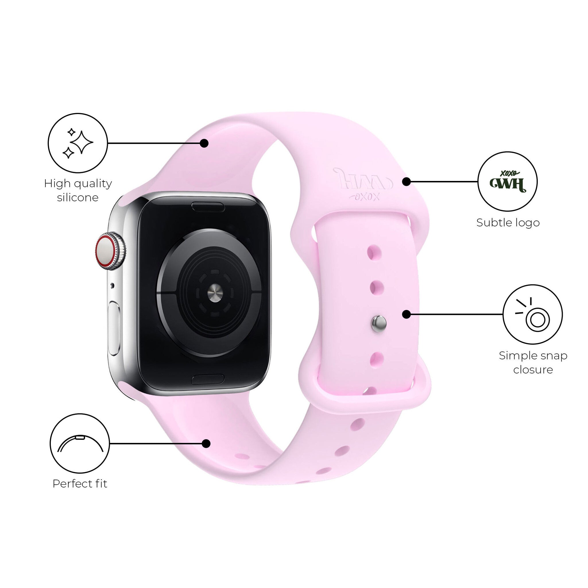 Bracelet silicone xoxo Wildhearts Apple Watch (rose vif)