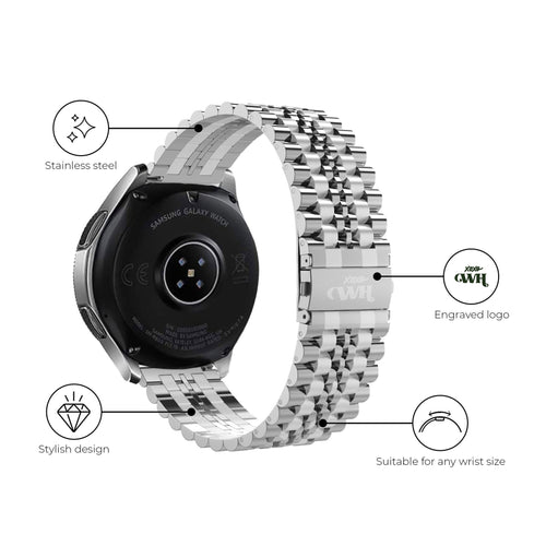 xoxo Wildhearts Samsung Galaxy Watch Active Steel Strap (Silver)