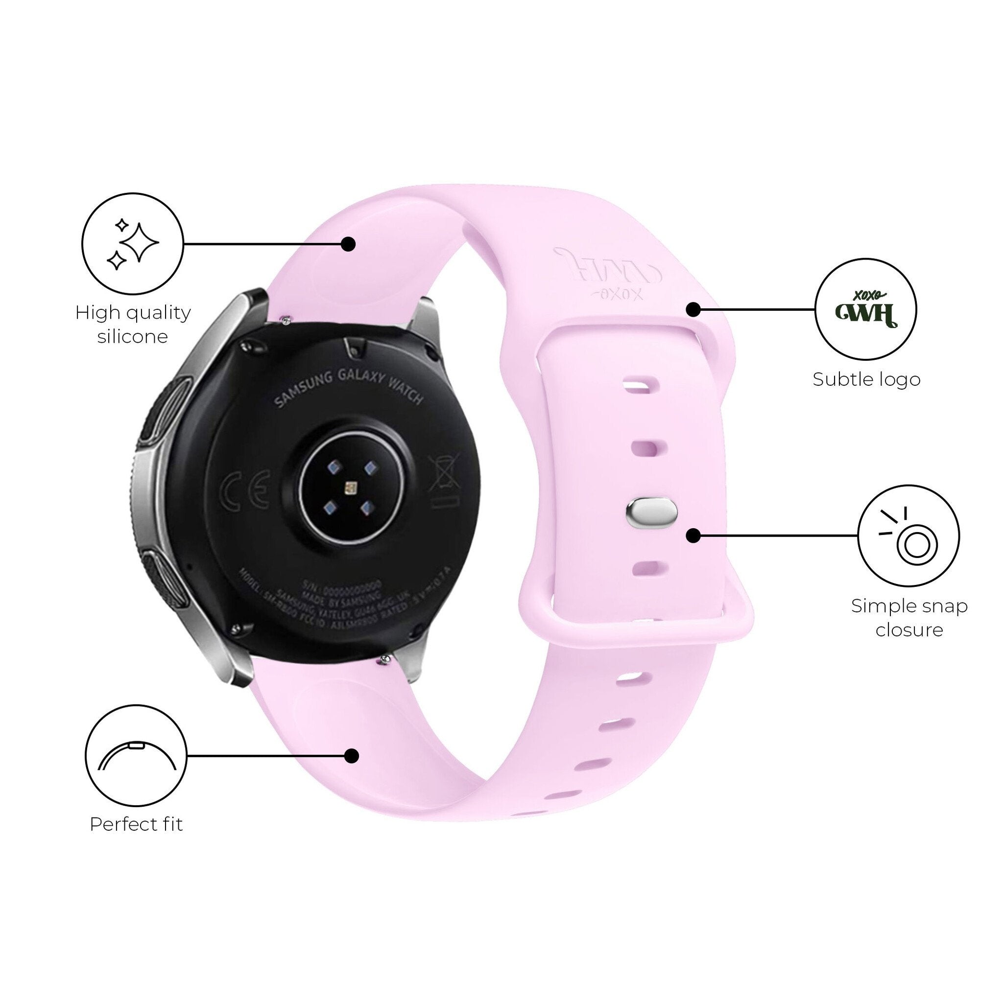 Bracelet silicone xoxo Wildhearts Samsung Galaxy Watch 3 45mm (rose vif)