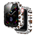 Coque rigide en verre PC Apple Watch (blanc Leopard)