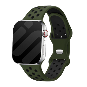 Bracelet Apple Watch sport (vert olive/noir)