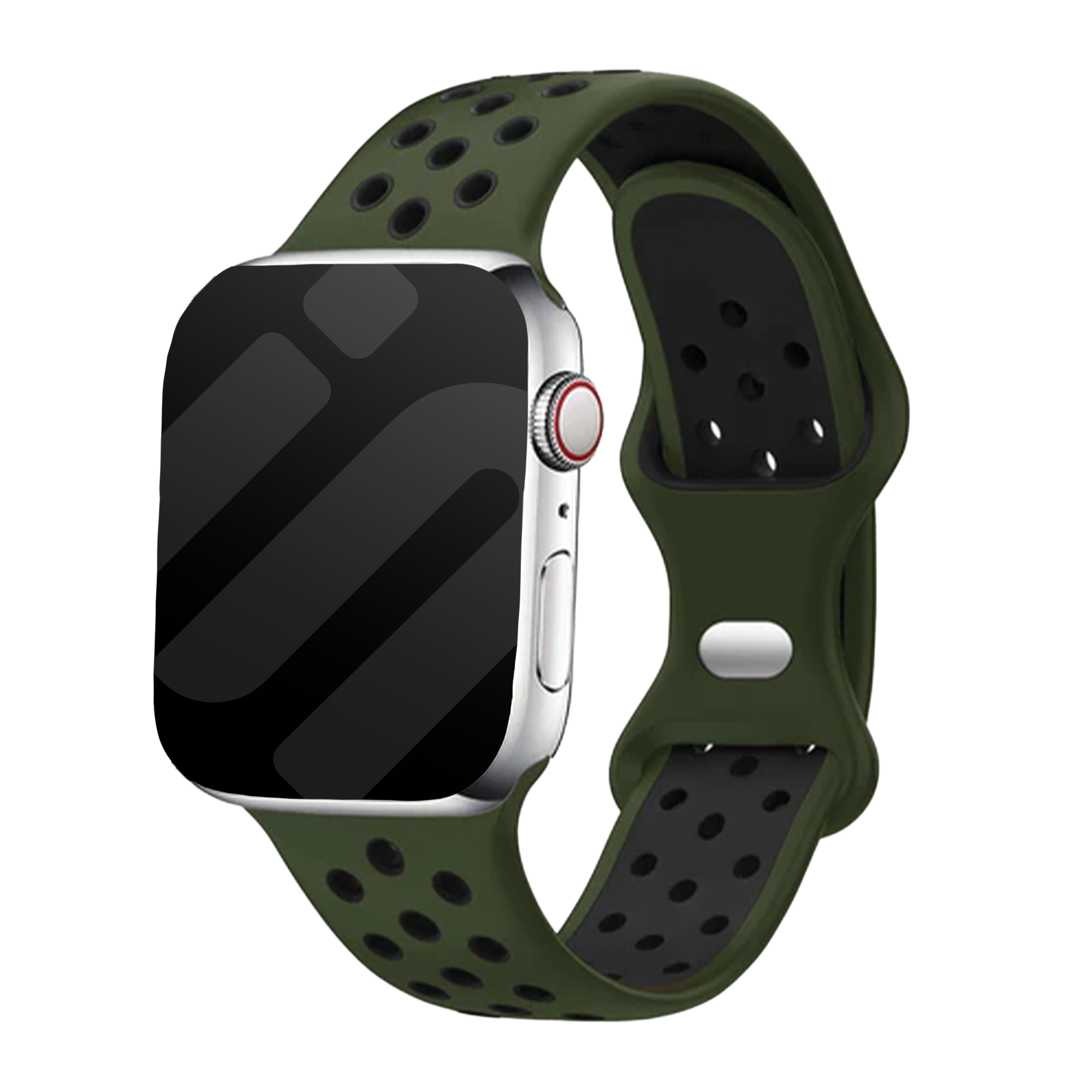 Bracelet Apple Watch sport (vert olive/noir)