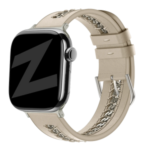 apple watch leather band chains beige