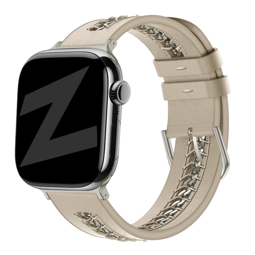 apple watch leather band chains beige