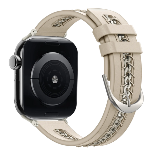 Bandz Apple Watch Leather Strap 'Chains' (Beige)