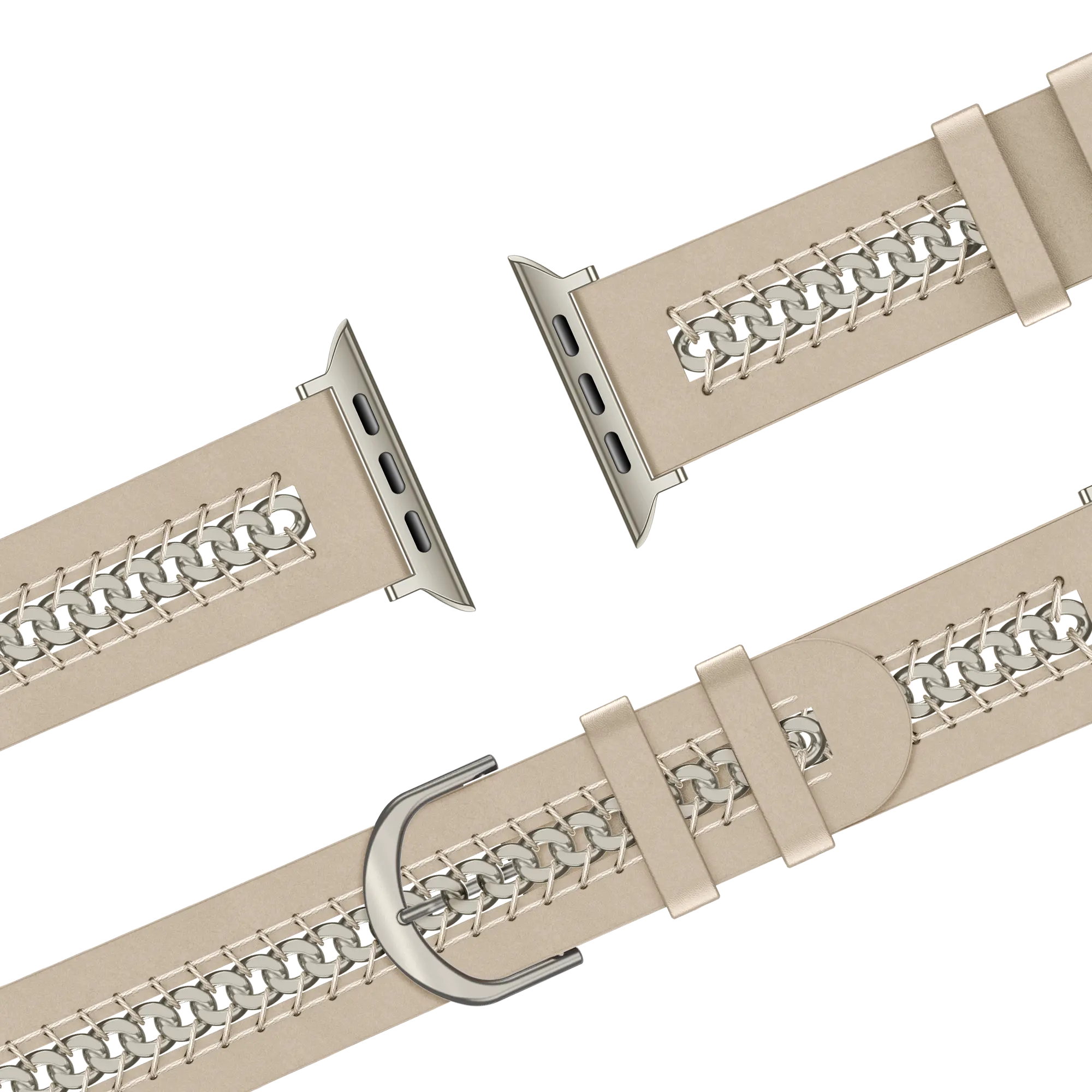 Bandz Apple Watch Leather Strap 'Chains' (Beige)