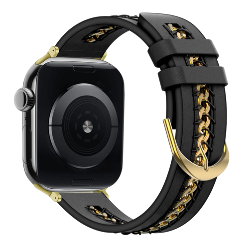 Bandz Apple Watch Leather Strap 'Chains' (Black)