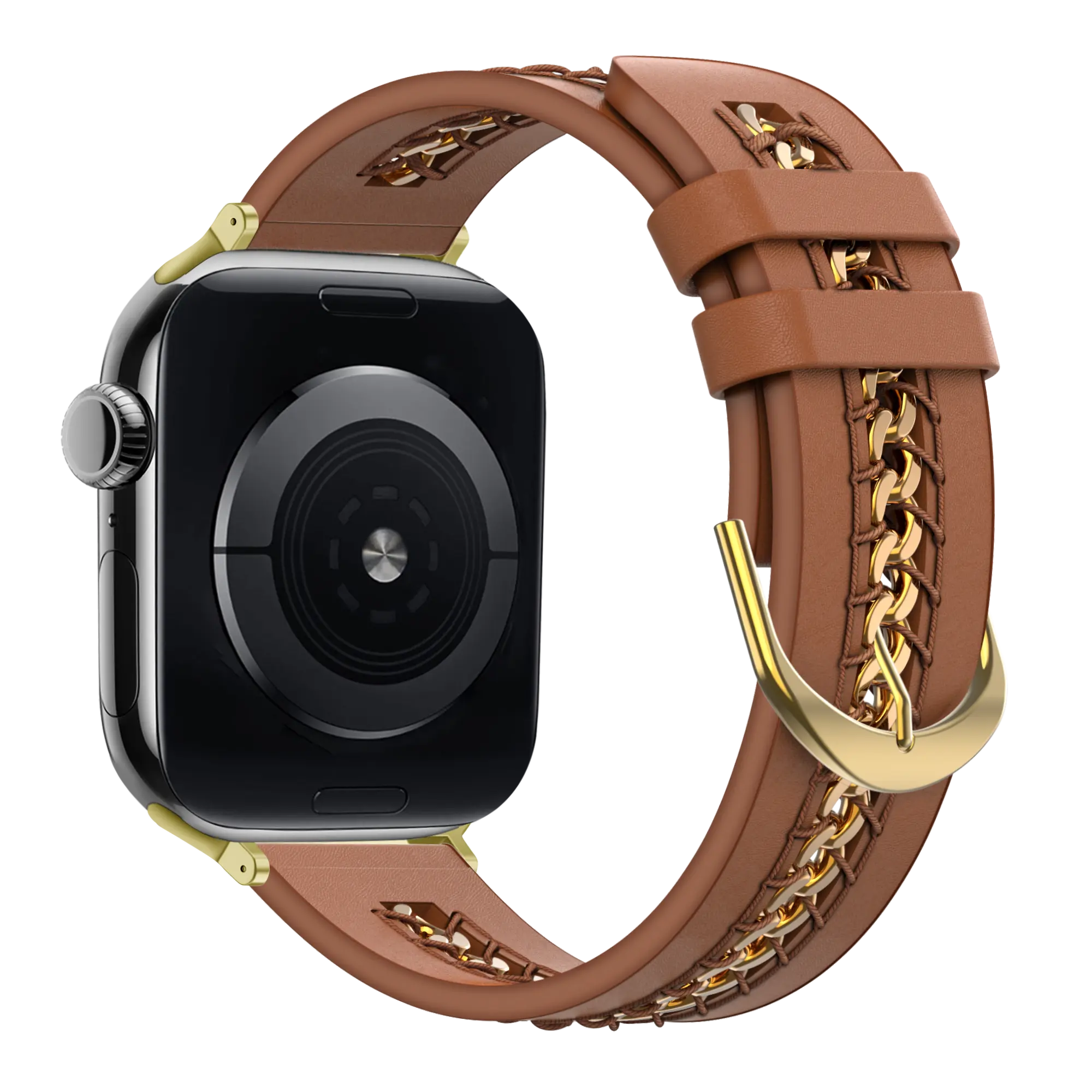 Bandz Apple Watch Leather Strap 'Chains' (Brown)