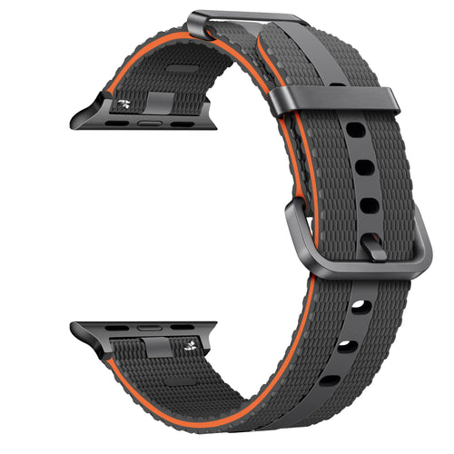 Bracelet active silicone Apple Watch (gris foncé/orange)
