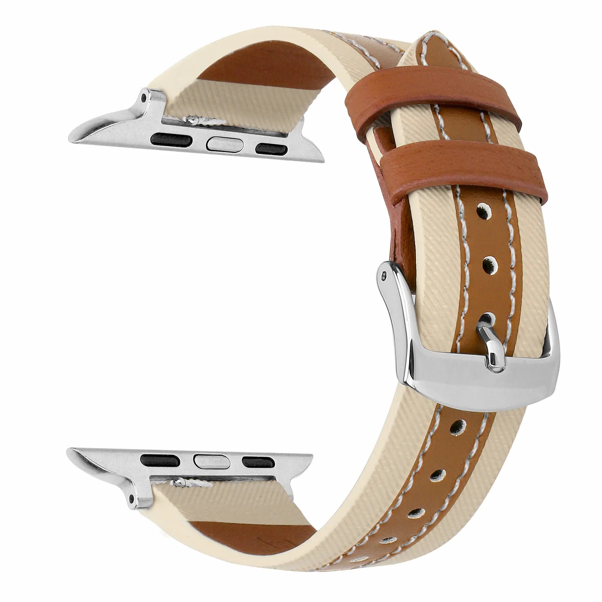 Bracelet cuir hybride slim Apple Watch (beige/marron)