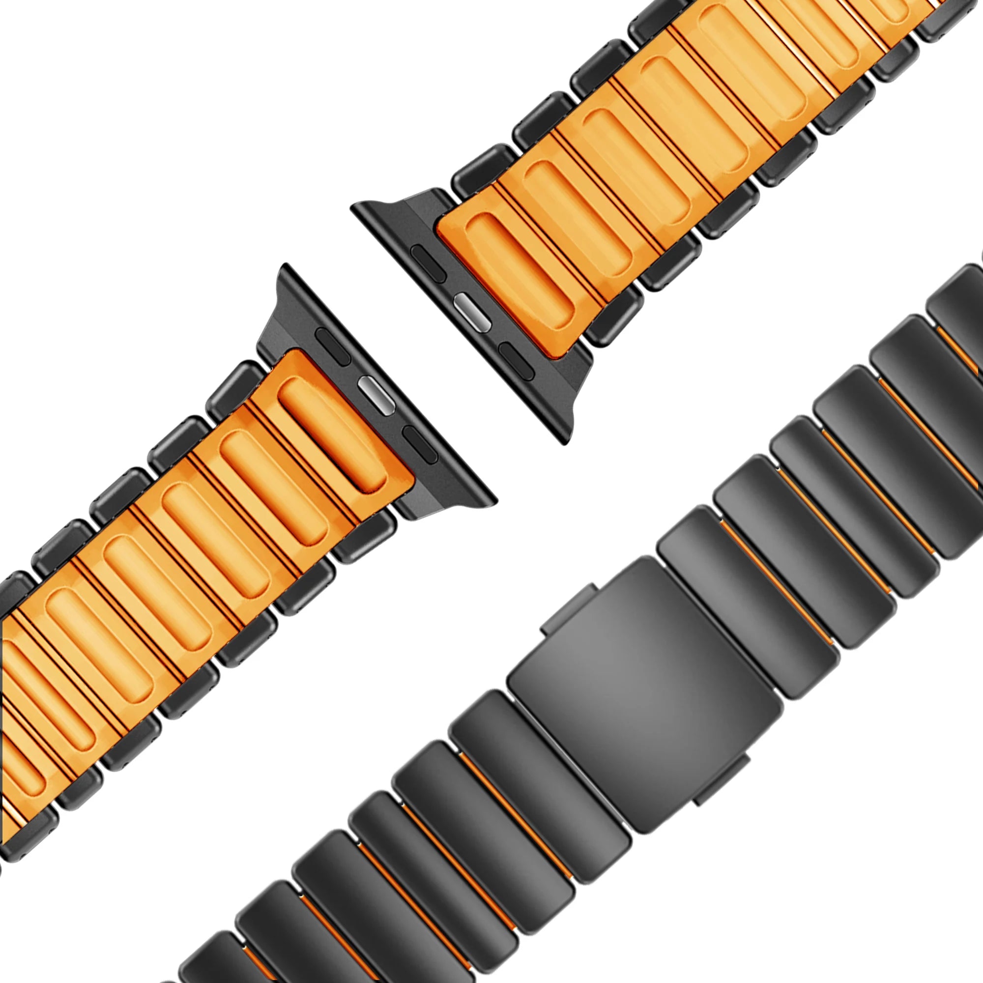 Bandz Apple Watch Titanium Strap 'Hybrid' (Black/Orange)