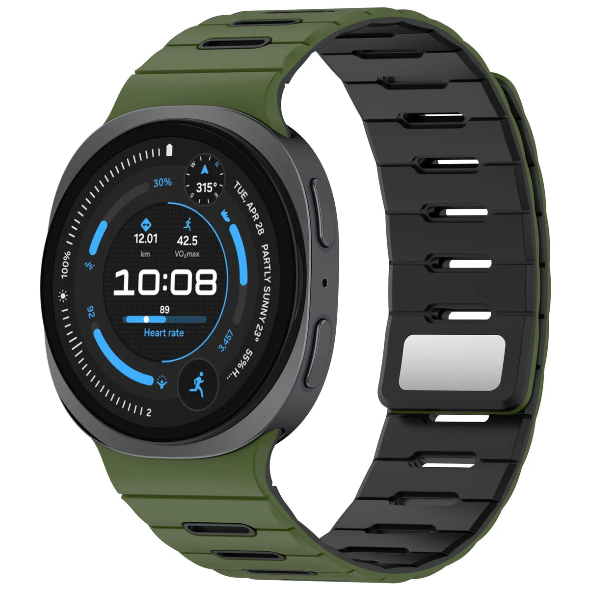 Bracelet silicone magnétique Samsung Galaxy Watch 8 - 40mm (vert militaire/multicolore)