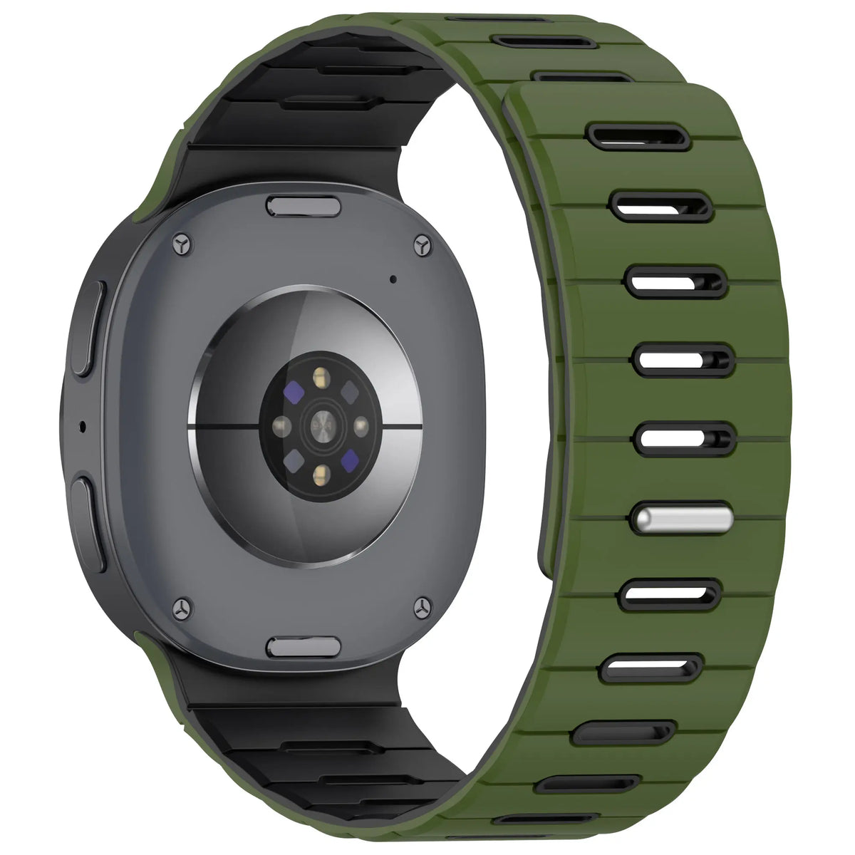Bracelet silicone magnétique Samsung Galaxy Watch 8 - 44mm (vert militaire/multicolore)