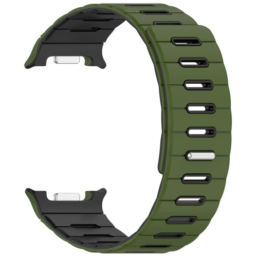 Bracelet silicone magnétique Samsung Galaxy Watch 9 - 44mm (vert militaire/multicolore)