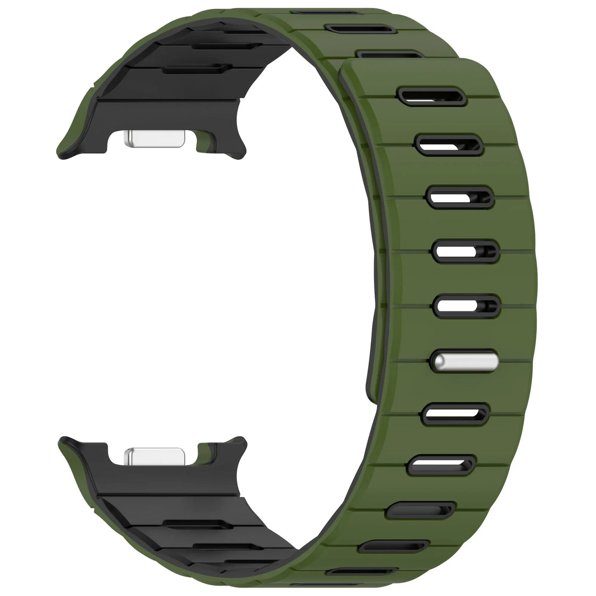 Bracelet silicone magnétique Samsung Galaxy Watch 9 - 44mm (vert militaire/multicolore)