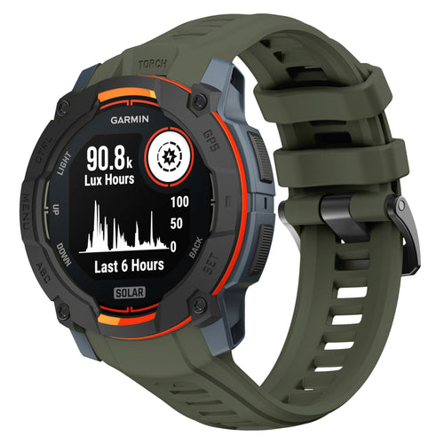 Bracelet silicone 'perfect fit' Garmin Instinct 3 - 50mm (vert armée)