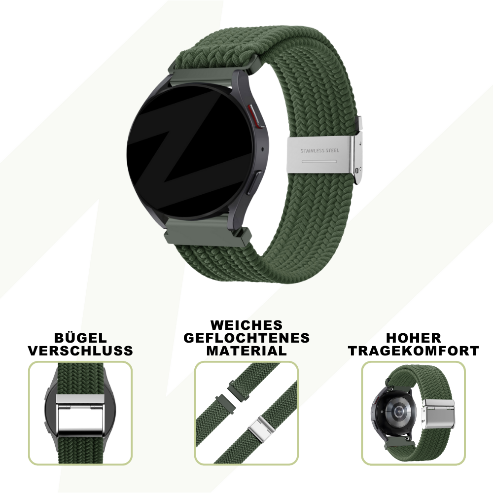 Bandz Coros Apex 46mm Woven Nylon Strap (Olive Green)