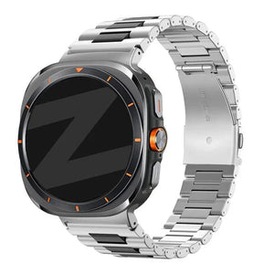 Bandz Samsung Galaxy Watch Ultra 2 Steel Link Strap 'Deluxe' (Silver/Black)
