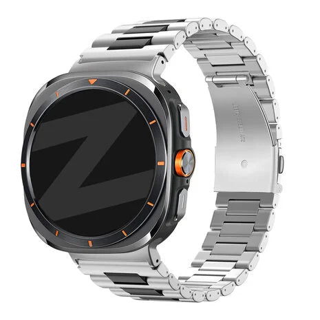 Bandz Samsung Galaxy Watch Ultra 2 Steel Link Strap 'Deluxe' (Silver/Black)