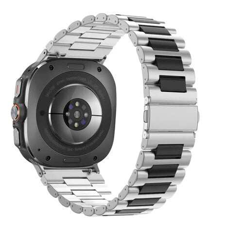 Bandz Samsung Galaxy Watch Ultra 2 Steel Link Strap 'Deluxe' (Silver/Black)