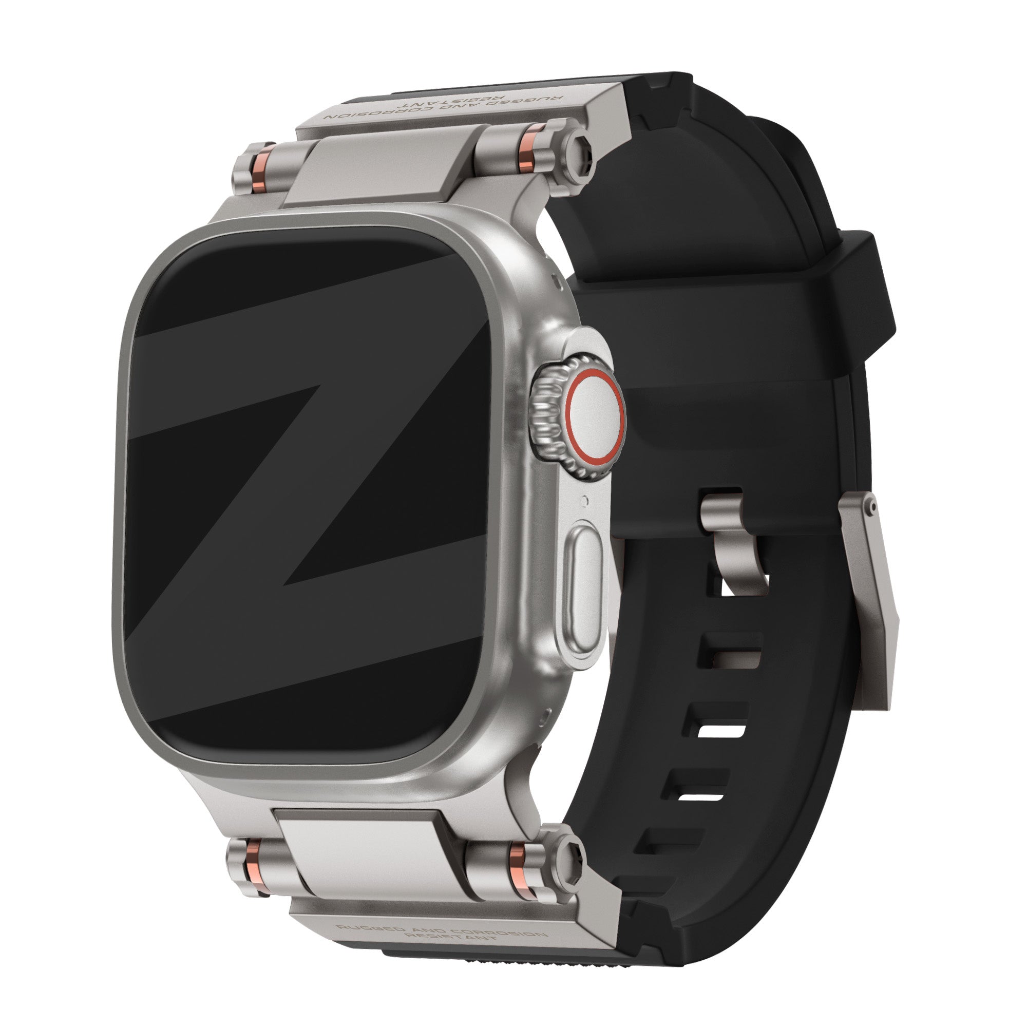 Bandz Apple Watch Silicone Strap 'Explorer' (Black with Titanium)