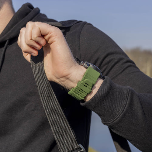 Bandz Bracelet silicone avec boucle Garmin Descent MK3i - 51mm (vert foncé)