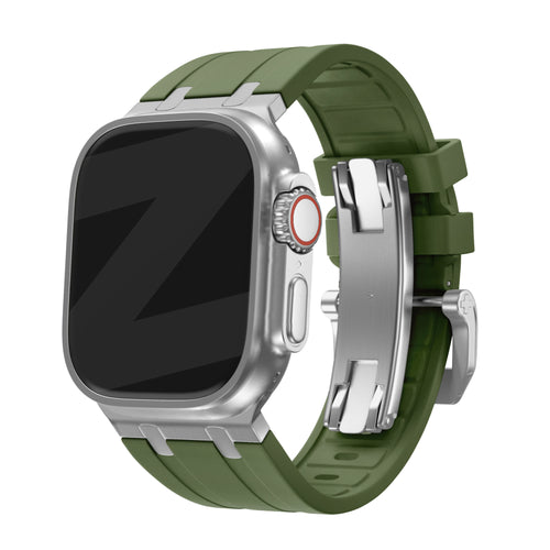 Bandz Bracelet silicone 'Luxe Liquid' Apple Watch Ultra (vert avec argent)