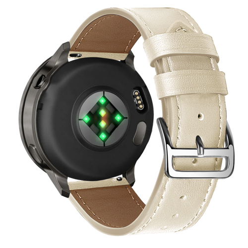 Bandz Bracelet cuir 'Deluxe' Garmin Vivoactive 4s (beige)