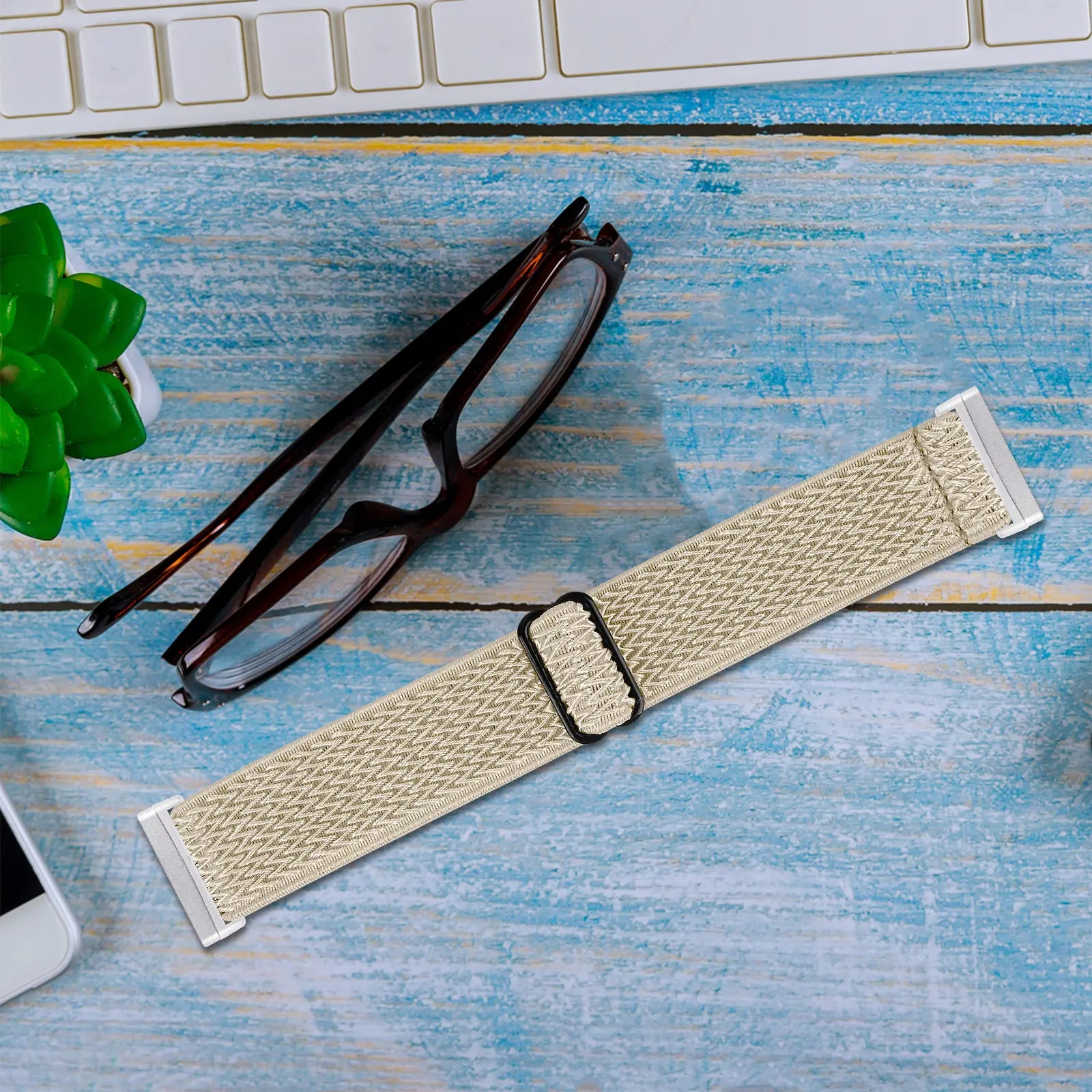 Fitbit Versa 4 Elastic Strap (Beige)
