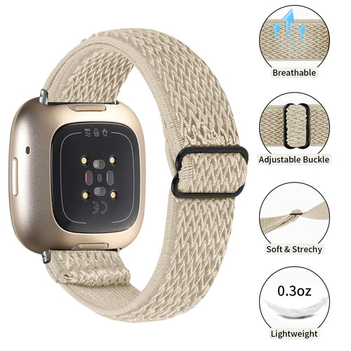 Fitbit Versa 4 Elastic Strap (Beige)