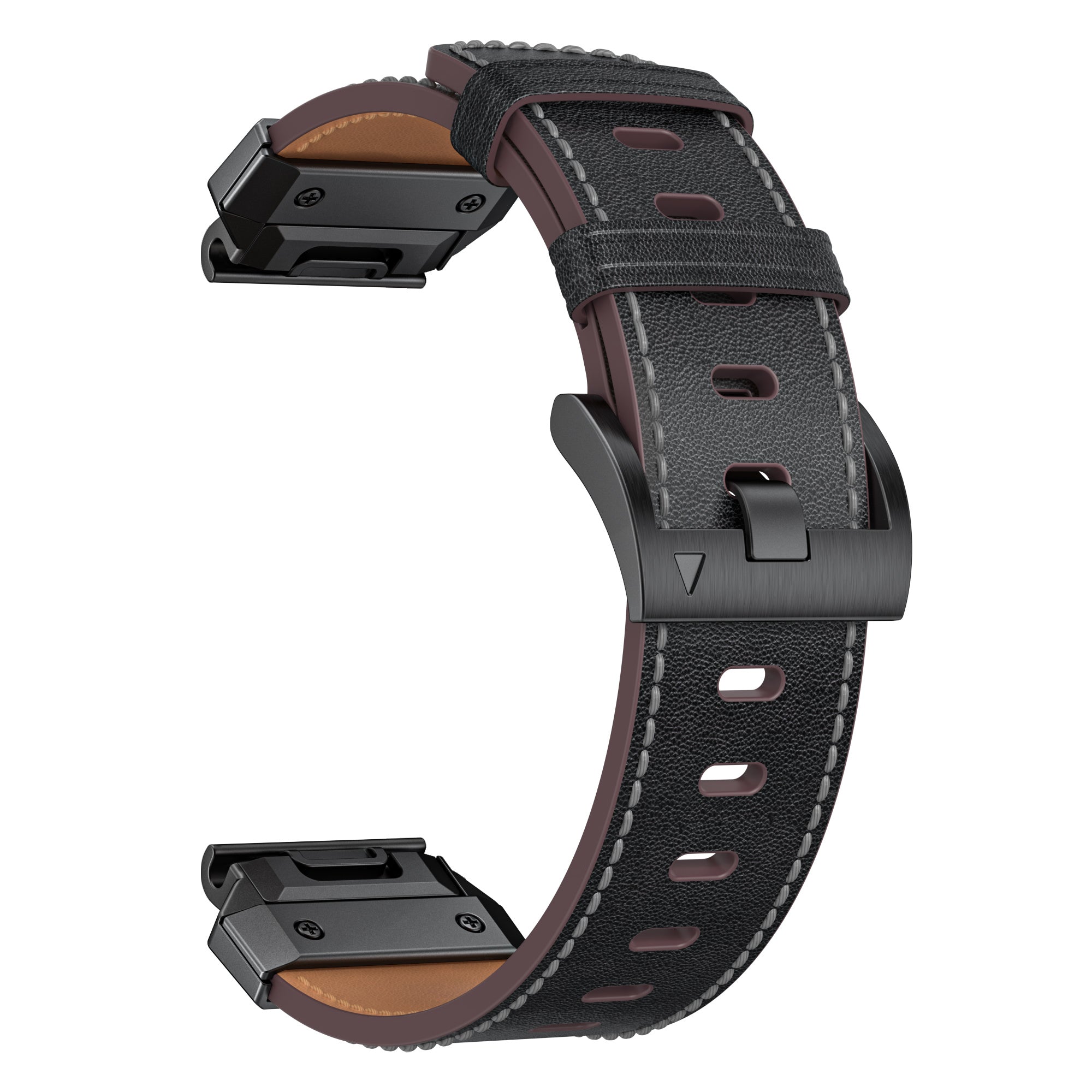 Bracelet cuir véritable Garmin Quatix 8 - 51mm (noir)