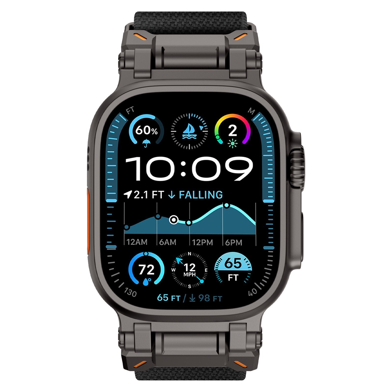 Bracelet en polyester 'Explorer' Apple Watch (noir/noir)