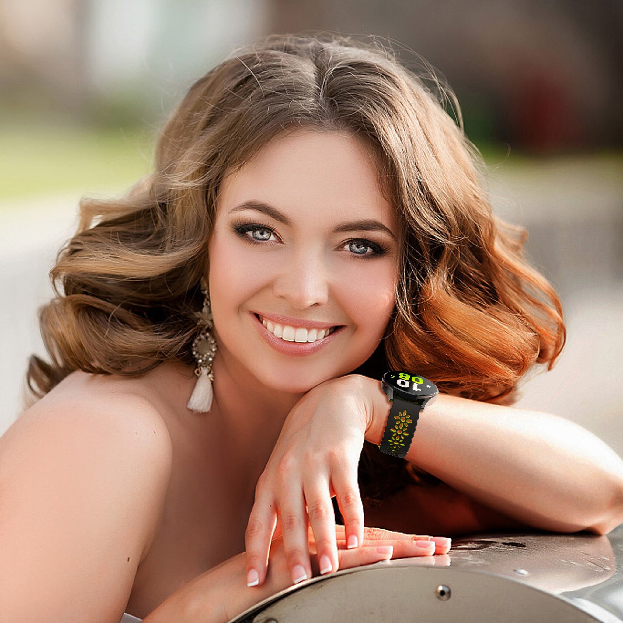 Bracelet de silicone avec relief Coros Apex 42mm (noir/vert)