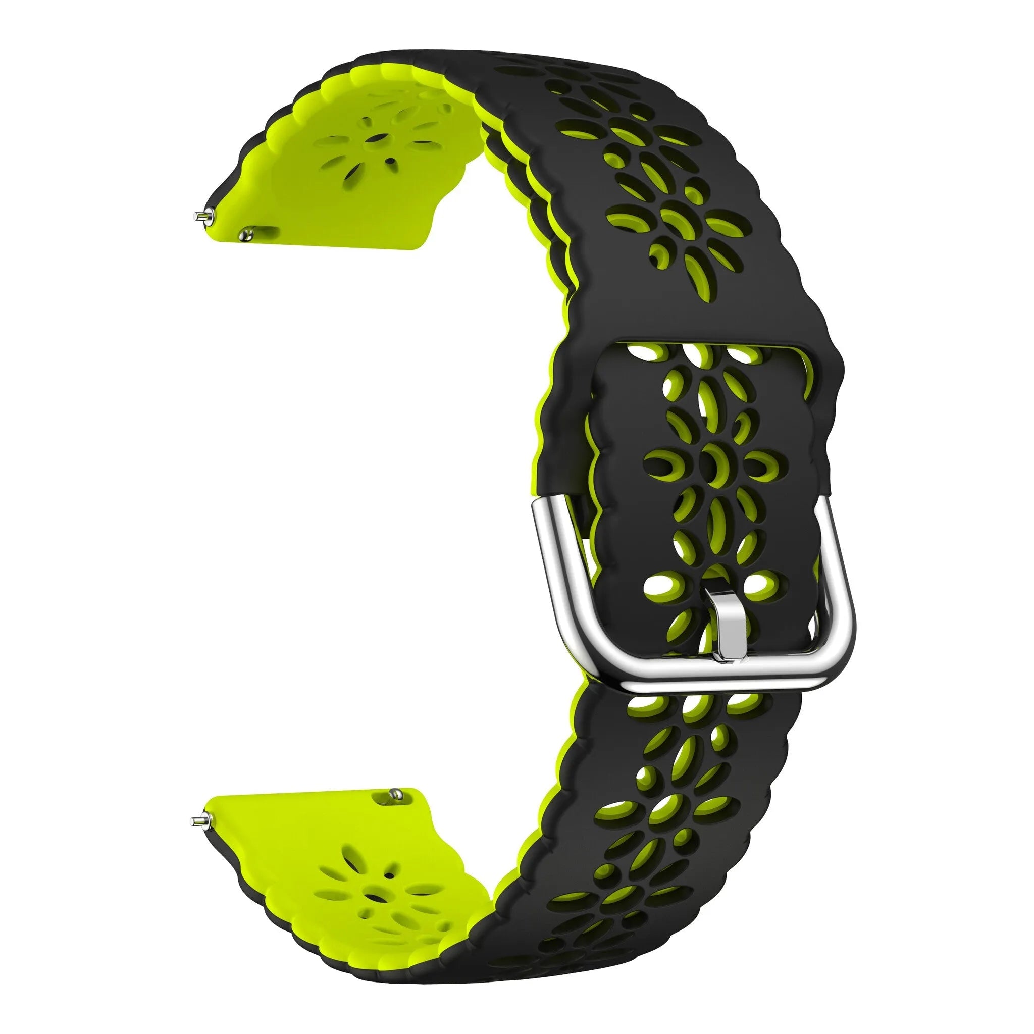Coros Pace 2 Patterned Silicone Strap (Black/Green)