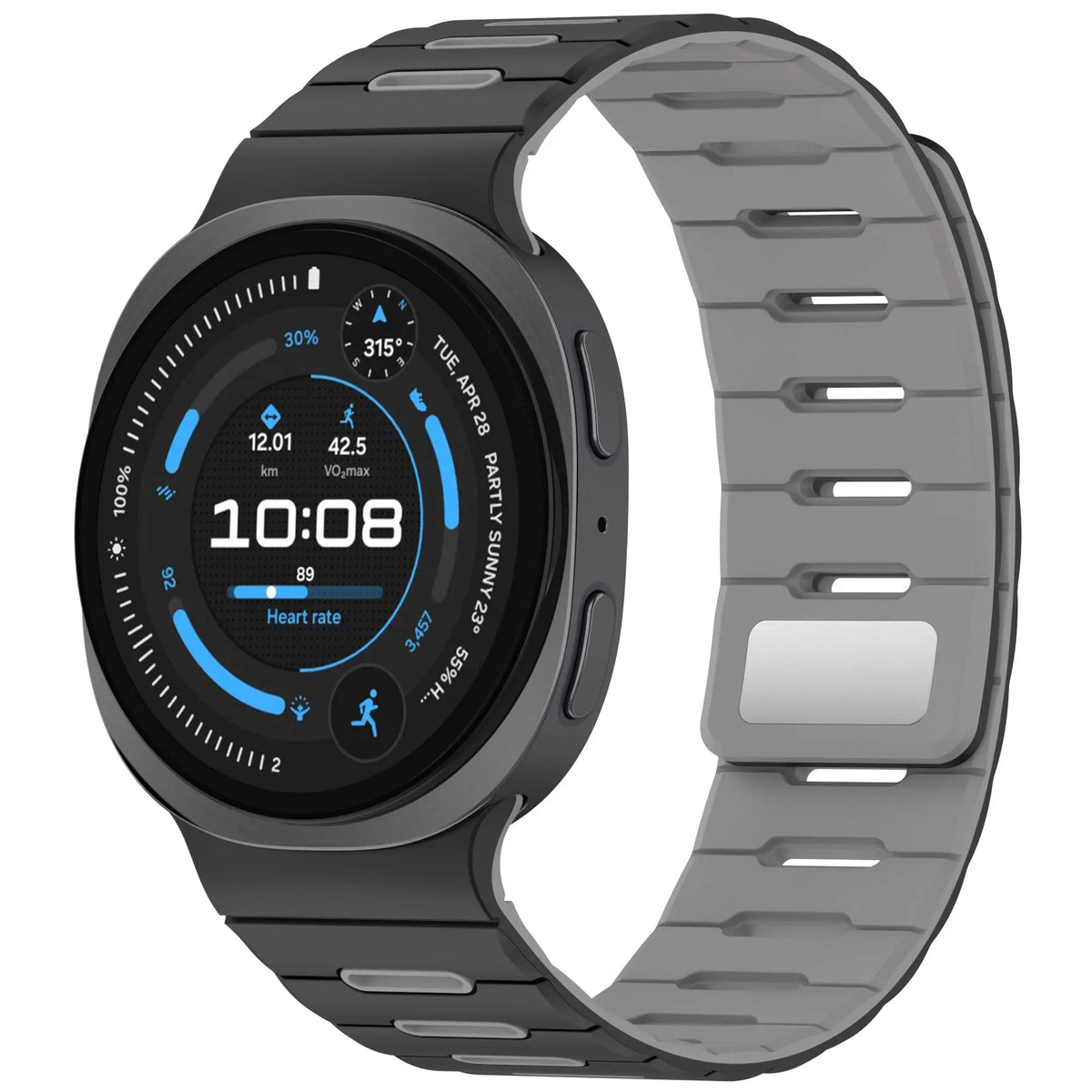 Bracelet silicone magnétique Samsung Galaxy Watch 8 - 40mm (noir/gris)