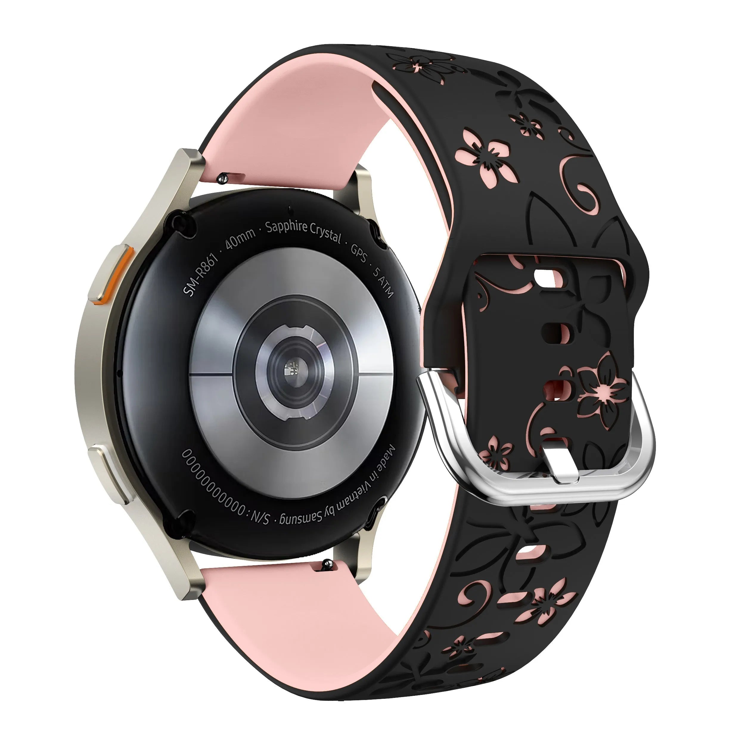 Coros Apex 42mm Flower Silicone Strap (Black/Light Pink)