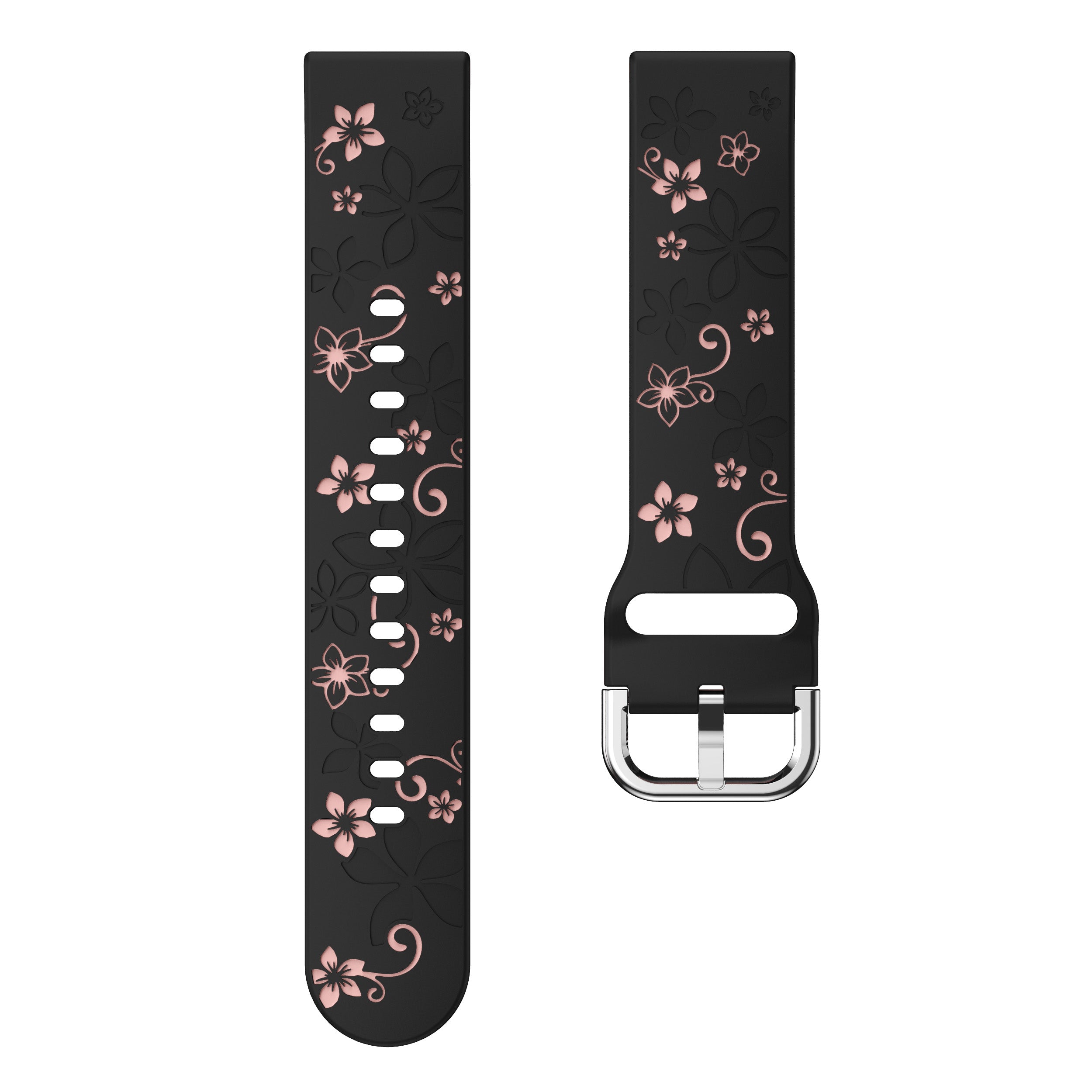 Bracelet silicone à fleurs ICE Smart 3.0 Round 1.20 (noir/rose clair)