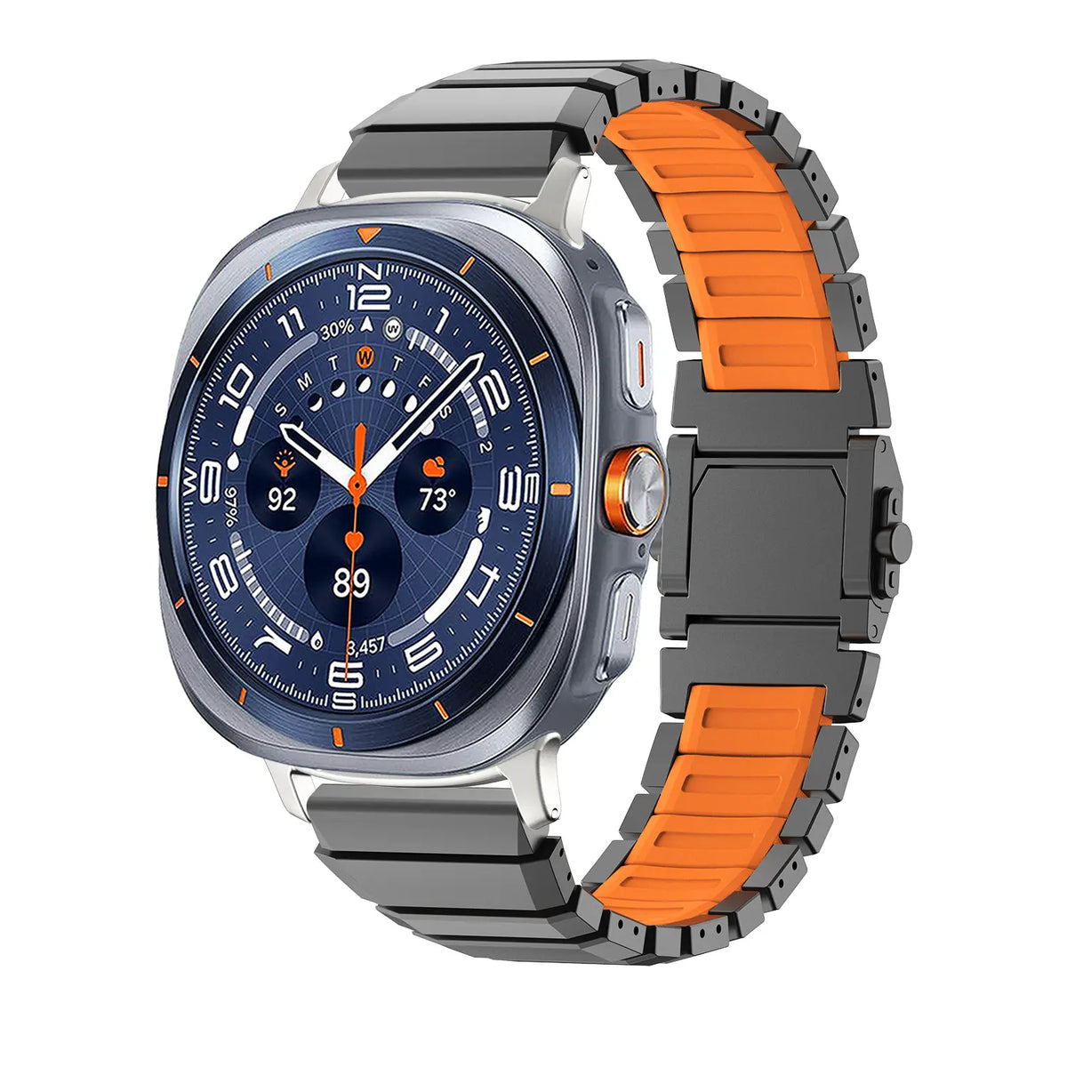 Bracelet titane hybride one bead Samsung Galaxy Watch Ultra (noir/orange)