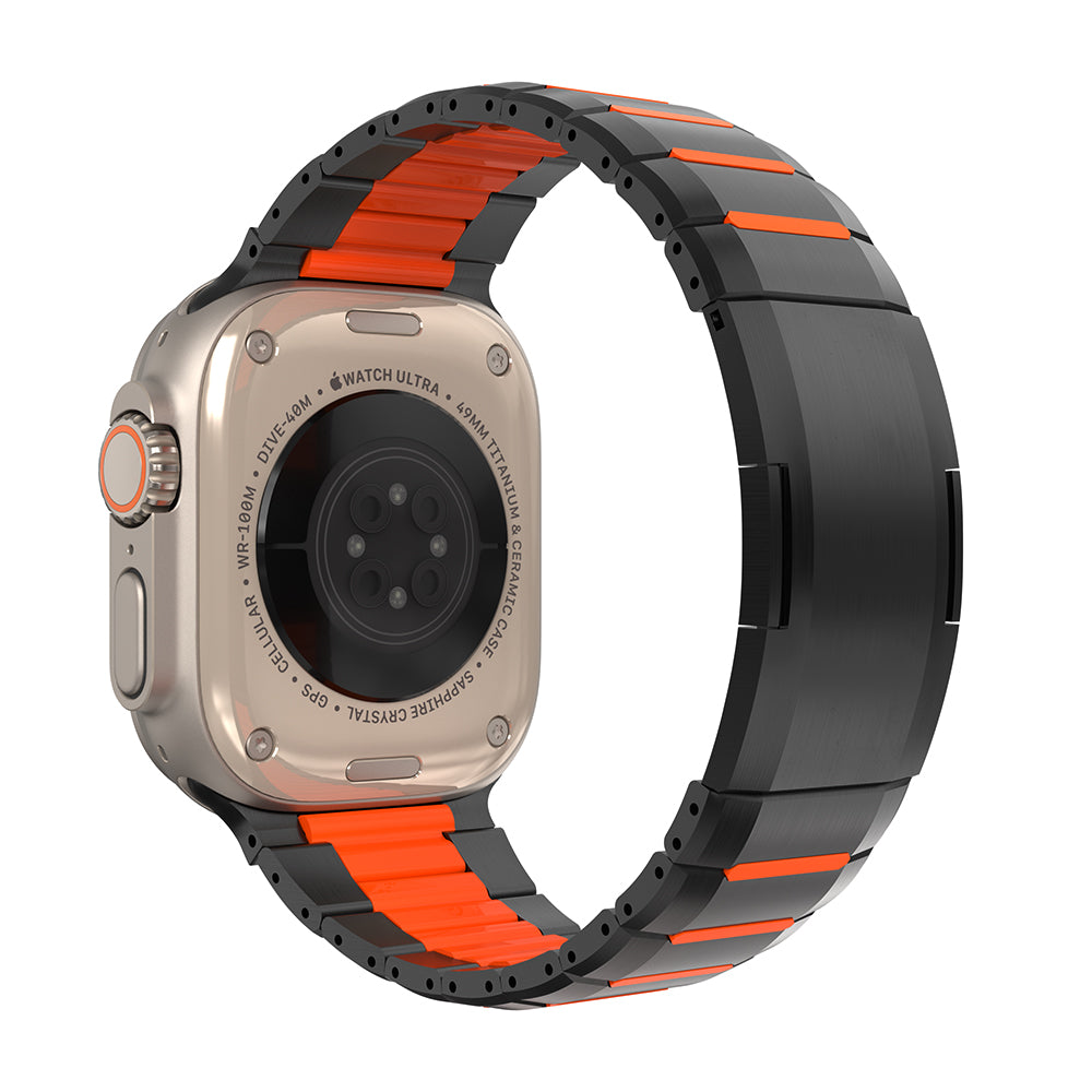 Apple Watch Ultra Steel Hybrid Strap (Black/Orange)